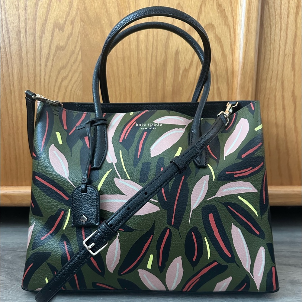 Kate Spade Eva medium zippered satchel in Modern Feather
